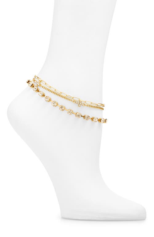 BP. Crystal Cross Set of 3 Anklets in Gold