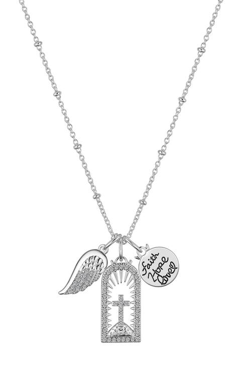 CZ Faith, Love & Hope Pendant Necklace