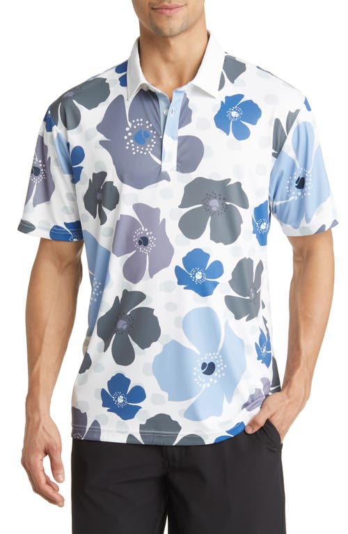 Swannies Mellblom Floral Golf Polo in White-Blue-Gray at Nordstrom, Size X-Large