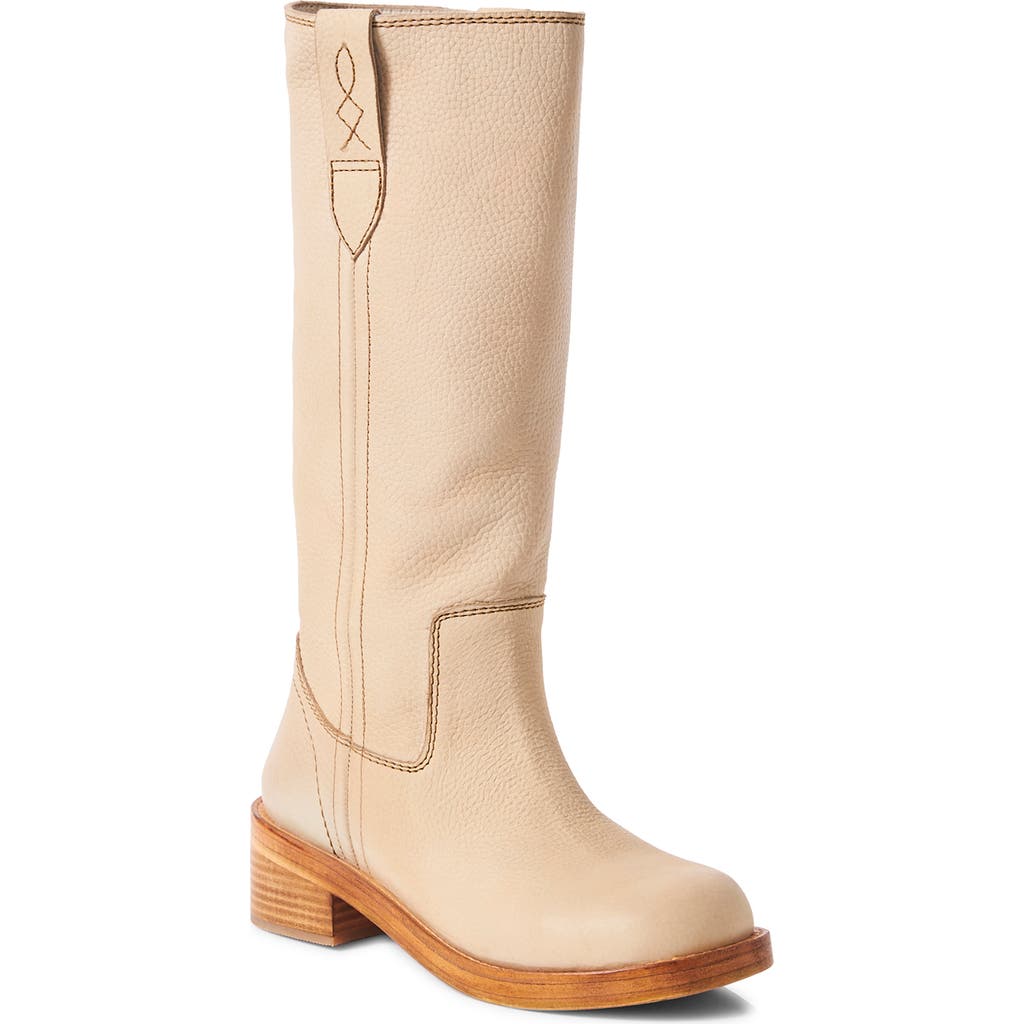 Free People Blaze Block Heel Boot In Parchment Leather