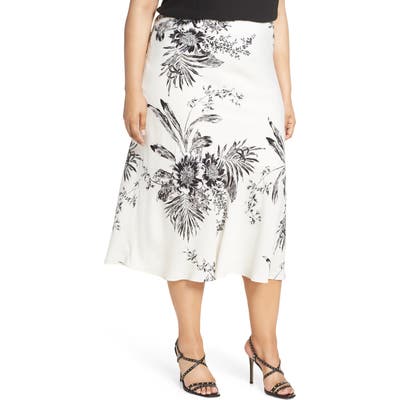 Plus Size Leith Bias Cut Midi Skirt, Ivory