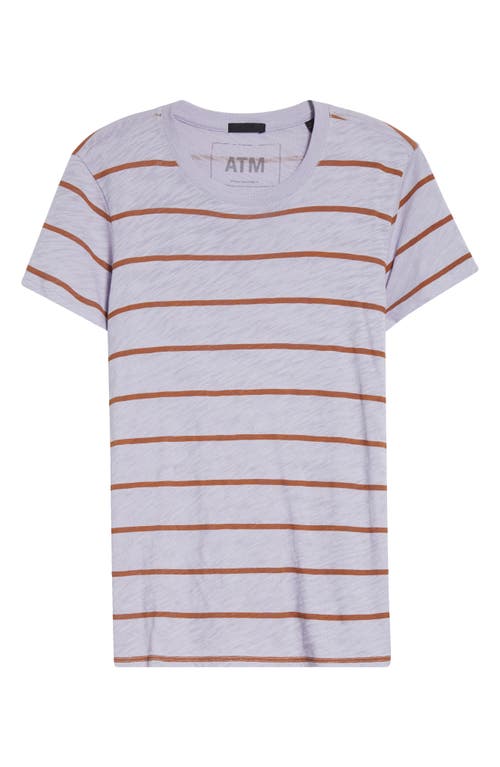 Shop Atm Anthony Thomas Melillo Schoolboy Stripe Slub Jersey Crewneck T-shirt In Skyflower/cornelian Stone