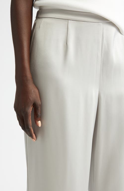 St John Satin Crepe Wide-leg Trouser Pants With Button Detail In Platinum