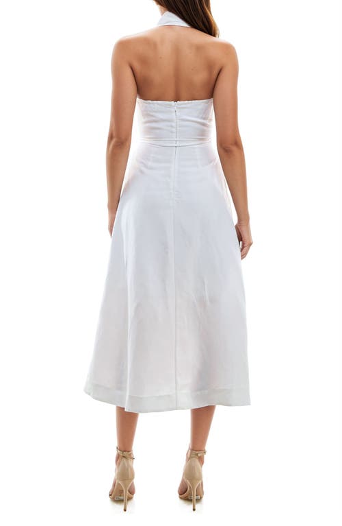 Shop Socialite Pleated Halter Midi Sundress In Bright White