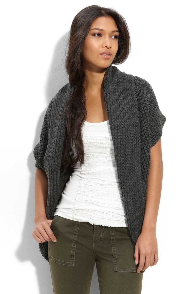 REMAIN 'Naomi' Waffle Knit Cardigan, Main, color, CHARCOAL HEATHER