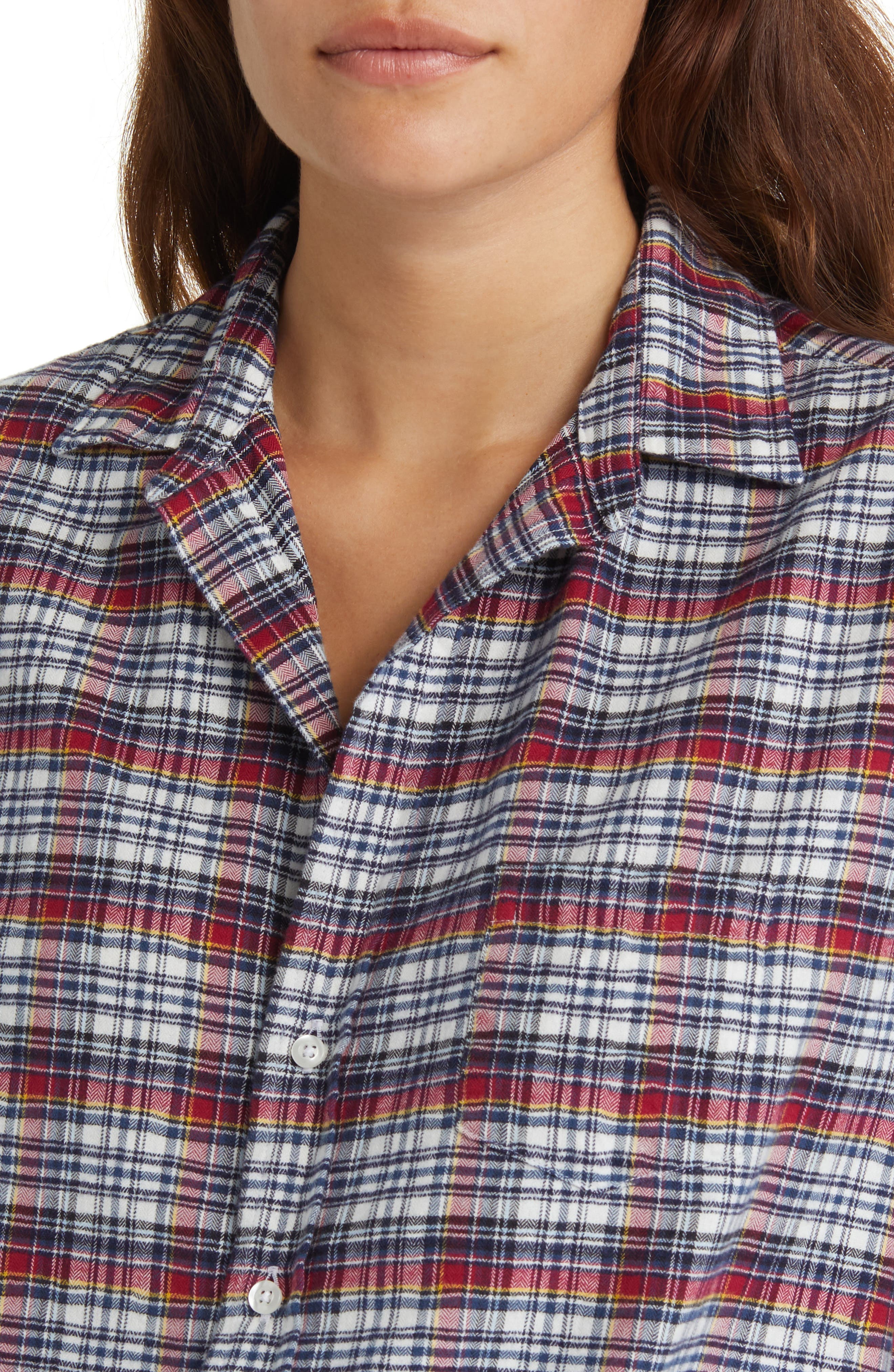 Frank & Eileen Eileen Plaid Relaxed Button-Up Shirt in Wine Navy Plaid