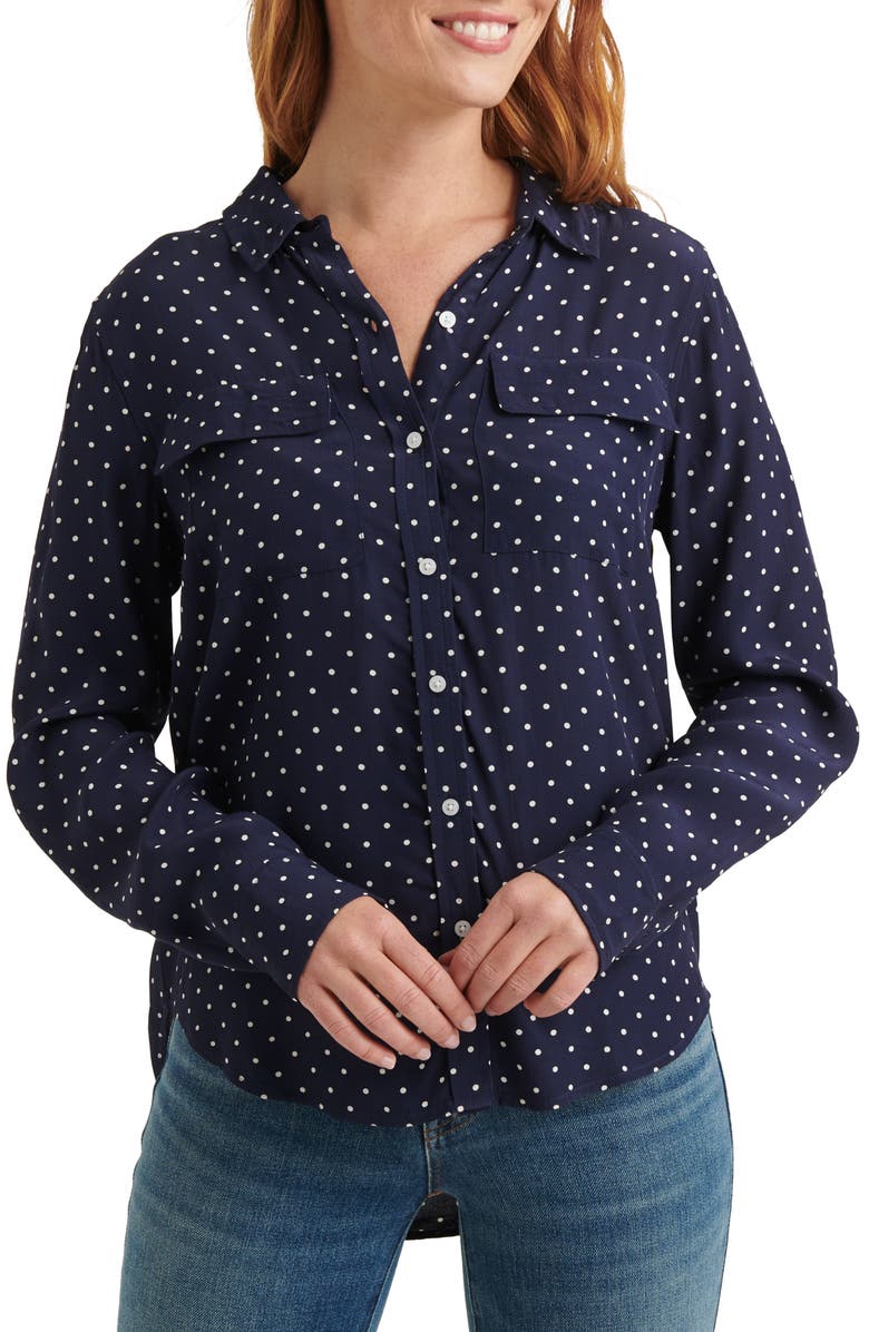 LUCKY BRAND Polka Dot Utility Shirt, Main, color, NAVY MULTI