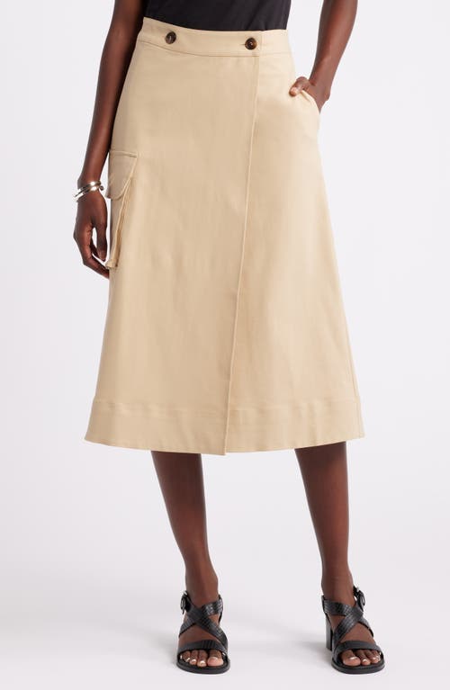 Nordstrom Stretch Cotton Midi Cargo Skirt Tan Travertine at Nordstrom,