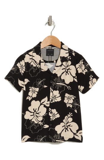 Denim And Flower Kids' Tropical Camp Shirt In Black