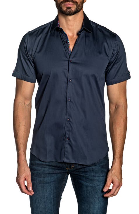 Trim Fit Short Sleeve Button-Up Shirt