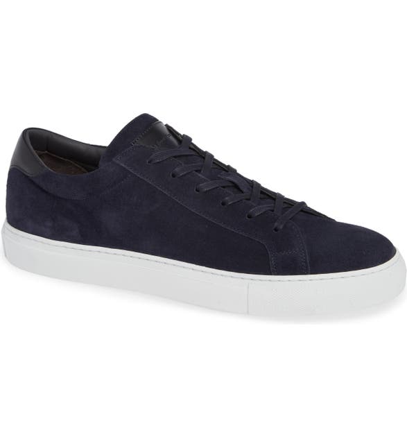 To Boot New York Knox Low Top Sneaker In Blue Marine Suede Leather