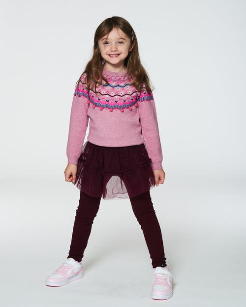 Shop Deux Par Deux Baby Girl's Leggings With Tulle Skirt Burgundy In Windsor Wine