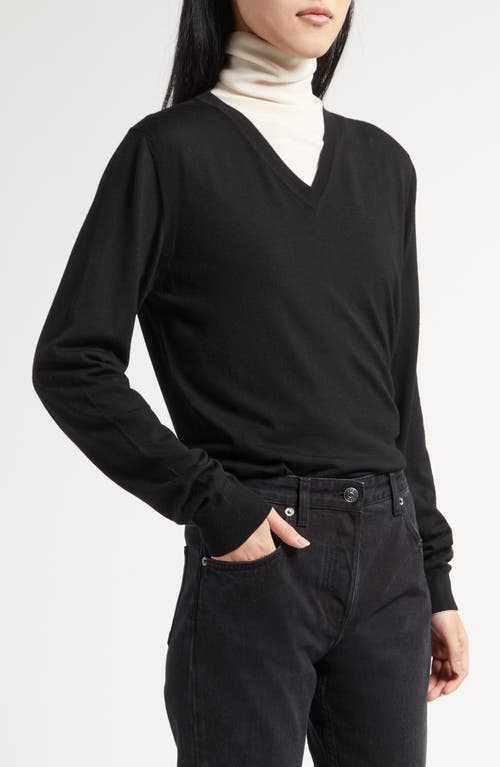 Shop The Row Haius Wool V-neck Sweater In Black