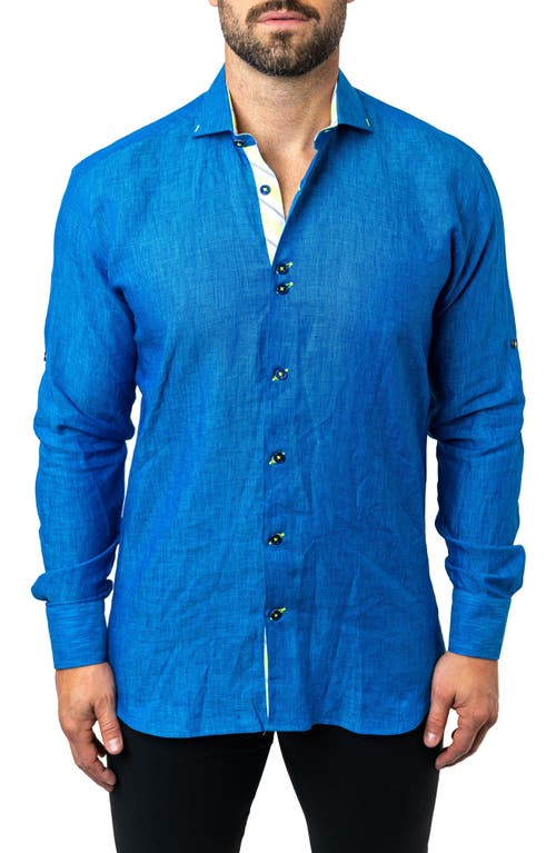 Maceoo Einstein Lenny Contemporary Fit Button-Up Shirt Blue at Nordstrom,