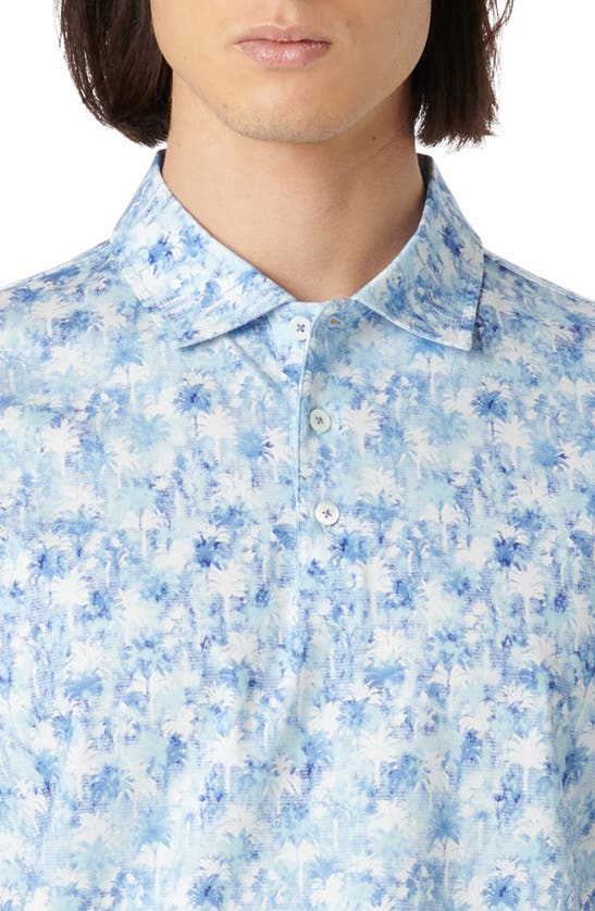 Shop Bugatchi Victor Ooohcotton® Palm Tree Print Polo In Azure