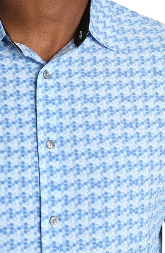 Shop Jachs Gravityless Scale Short Sleeve Button-up Shirt In Light Blue Scale Print