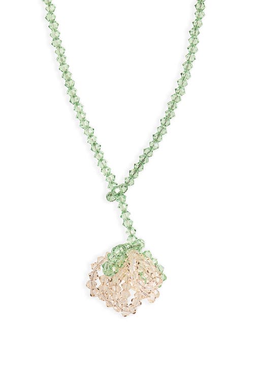 Crystal Flower Pendant Y-Necklace in Nude/Mint