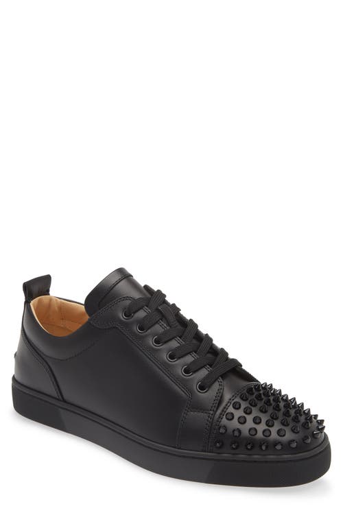 Shop Christian Louboutin Louis Junior Spikes Sneaker In Black/black