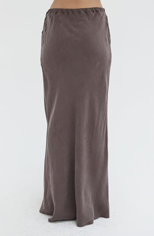 Shop Crescent Cupro Drawstring Wasit Maxi Skirt In Espresso