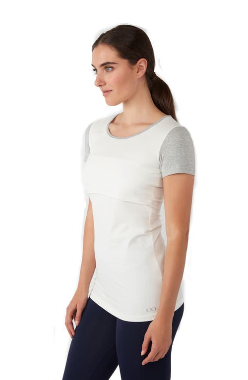 Modern Eternity Maternity/nursing Tee In Eggshell/greymix Melange