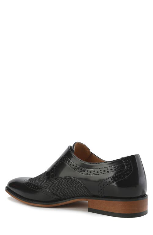 Gino Vitale Monk Strap Herringbone Dress Shoe In Black