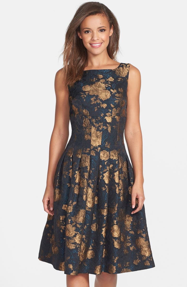 Cynthia Steffe Metallic Floral Jacquard Fit & Flare Dress | Nordstrom