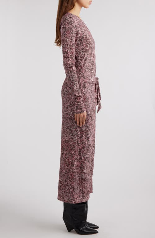 Shop Isabel Marant Étoile Lisy Abstract Print Long Sleeve Midi Dress In Antik Pink/black