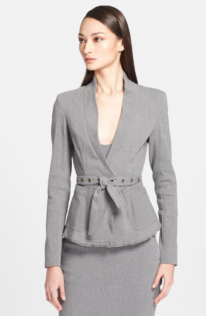 Donna Karan Collection Belted Linen Blend Jacket | Nordstrom
