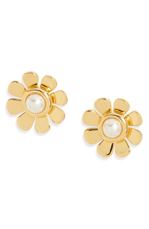 Shop Lele Sadoughi Daisy Imitation Pearl Stud Earrings In Gold