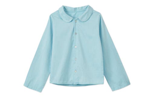 Vild House Of Little Ls Organic Cotton Woven Peter Pan Collared Shirt In Sky Blue