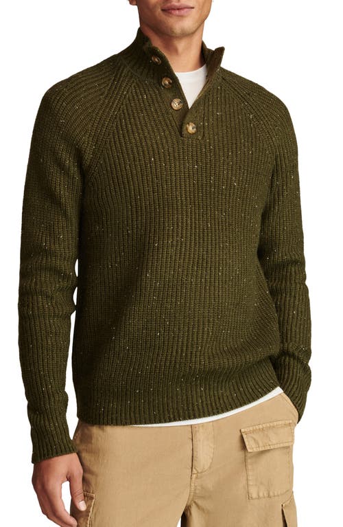 Lucky Brand Nep Half Button Sweater In Olive Night