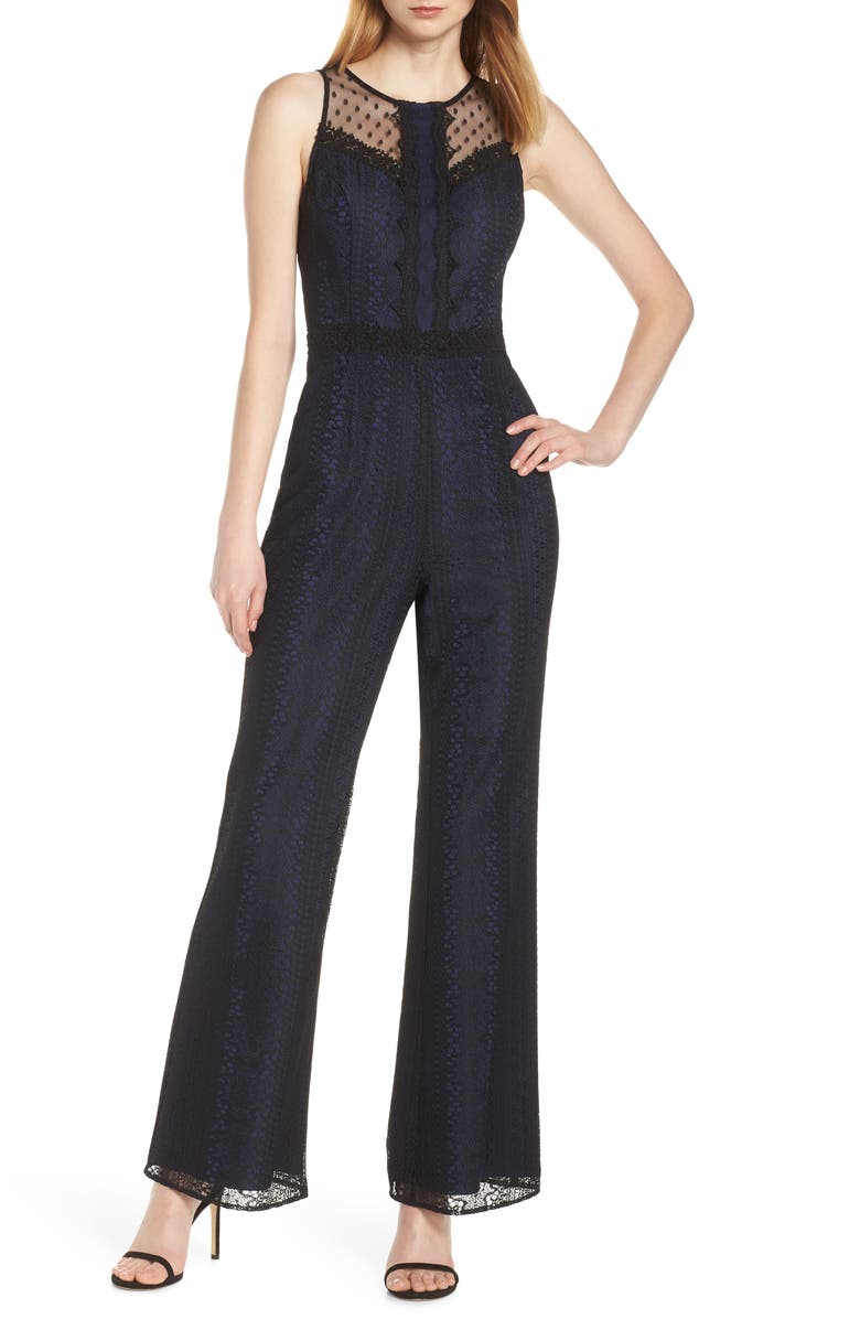 Harlyn Illusion Neck Lace Jumpsuit | Nordstrom