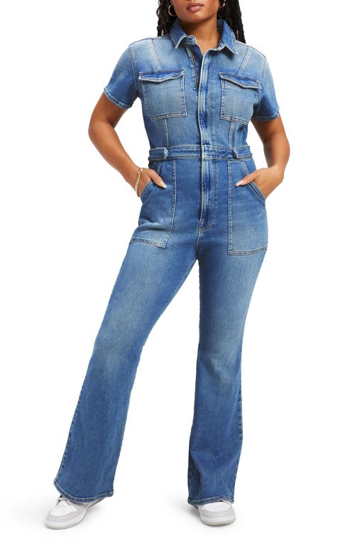 Good American Fit for Success Bootcut Jumpsuit Blue274 at Nordstrom,