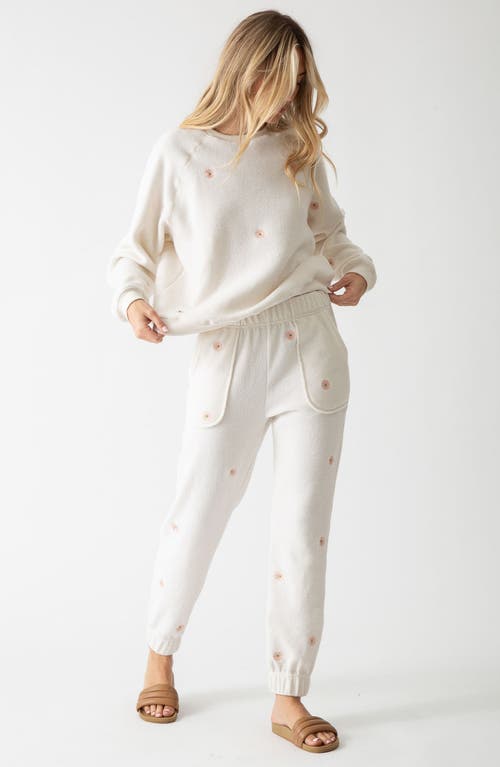 Shop Electric & Rose Daisy Embellished Fleece Sweatshirt In Ivory