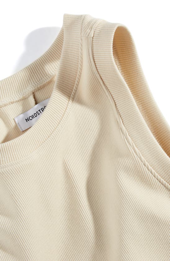 Nordstrom Stretch Cotton Ribbed Tank Dress In Beige Burnt