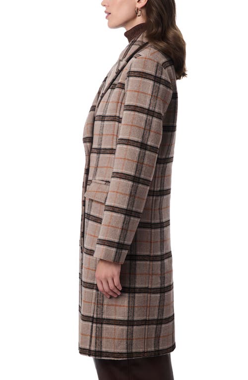 Shop Bernardo Plaid Double Breasted Coat In Brown/rust Plaid