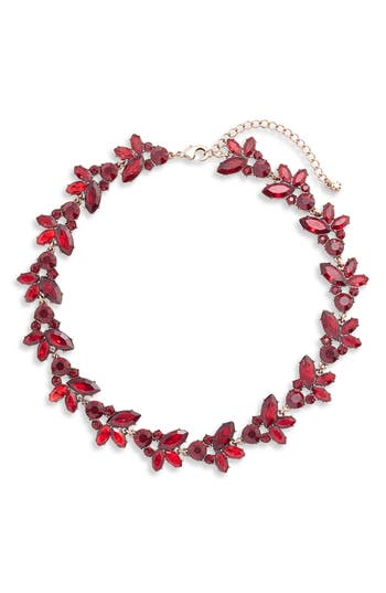 Knotty Crystal Statement Collar Necklace In Red