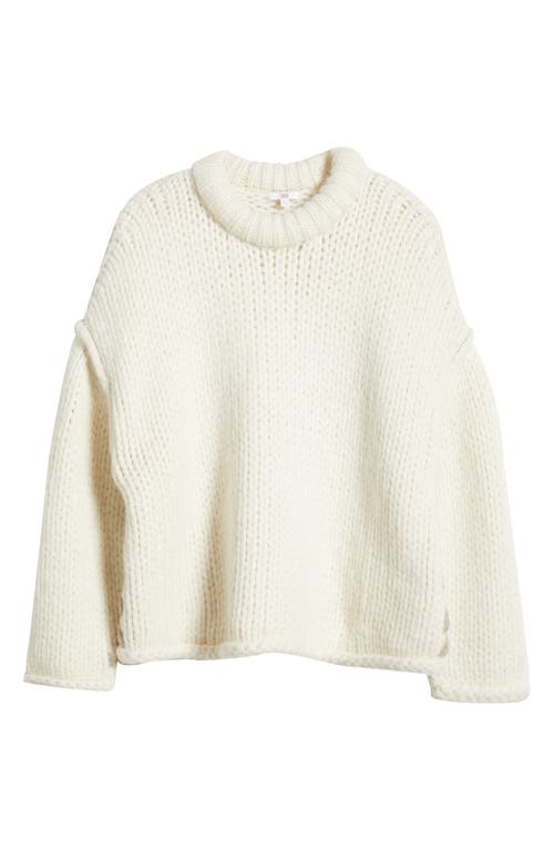 Lunya Lofty Wool Blend Whipstitch Mock Neck Sweater In Waltzing Ivory
