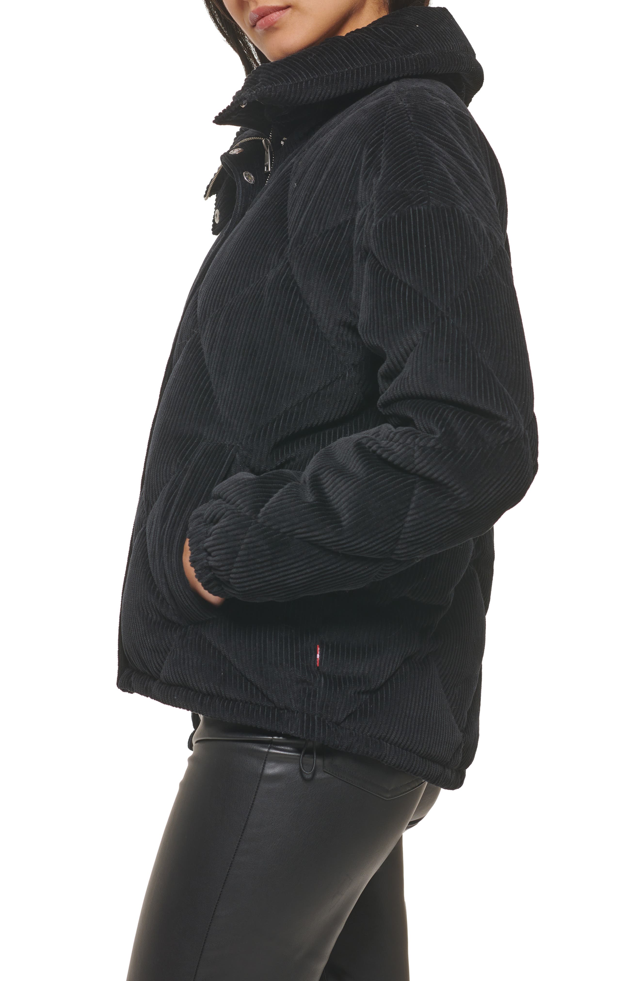 Cropped Corduroy Puffer Jacket - Le Lis