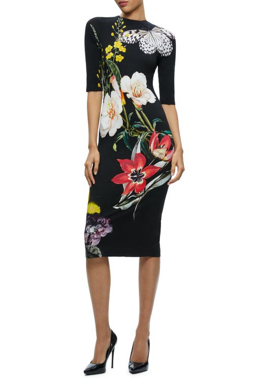 Alice + Olivia Delora Floral Midi Dress in Essential Floral