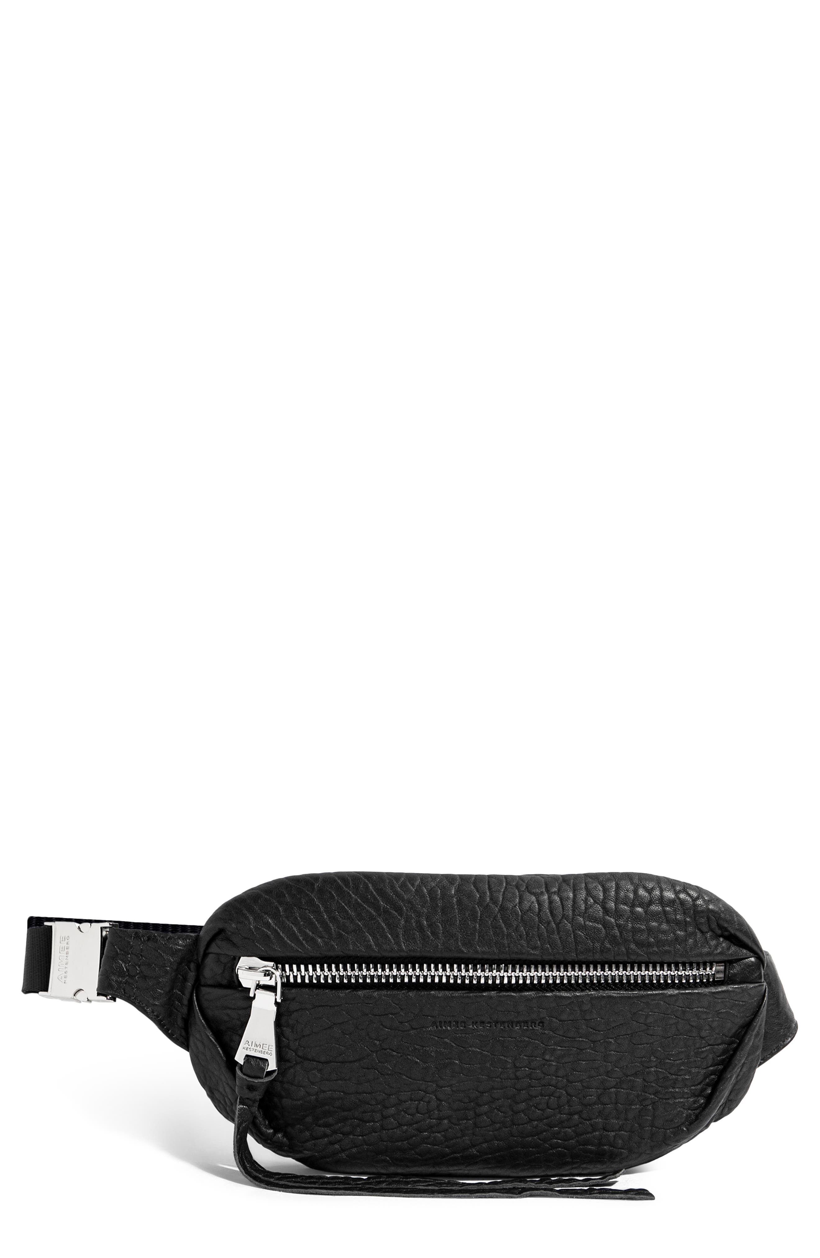 Aimee Kestenberg Milan Leather Belt Bag In Black Bubble Lamb