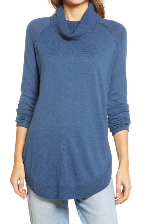 Caslon(R) Turtleneck Tunic Sweater in Blue Ensign