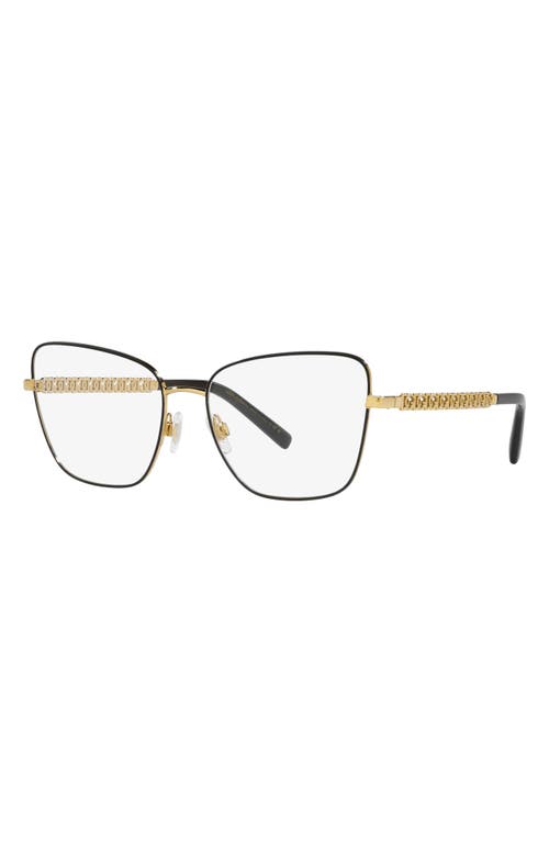 Shop Dolce & Gabbana Dolce&gabbana 57mm Butterfly Optical Glasses In Gold/black