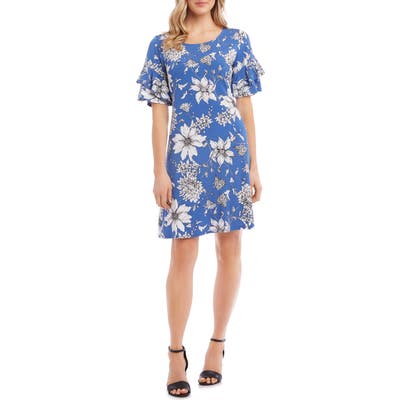 Karen Kane Ruffle Sleeve Dress, Blue