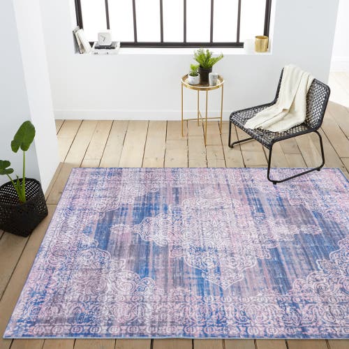 Shop Jonathan Y Regis Bohemian Medallion Machine-washable Area Rug In Blue