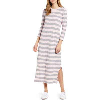 Lucky Brand Rugby Stripe Long Sleeve Maxi Dress, Pink
