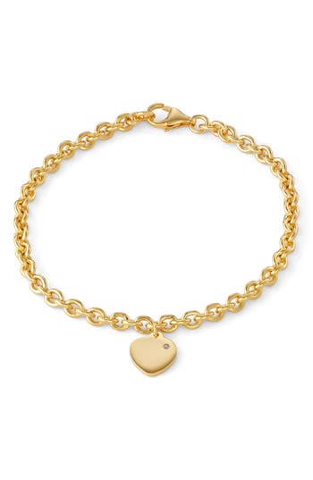 Fzn Diamond Heart Charm Bracelet In Gold