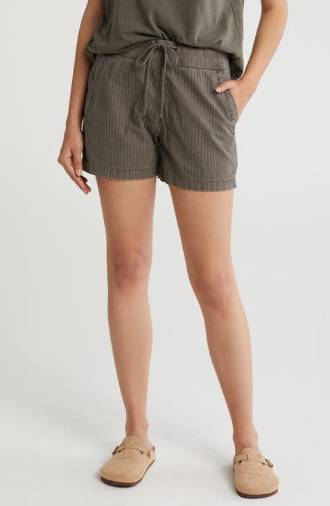 Textured Stripe Drawstring Shorts