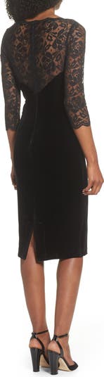 Eliza j lace & velvet sheath dress best sale