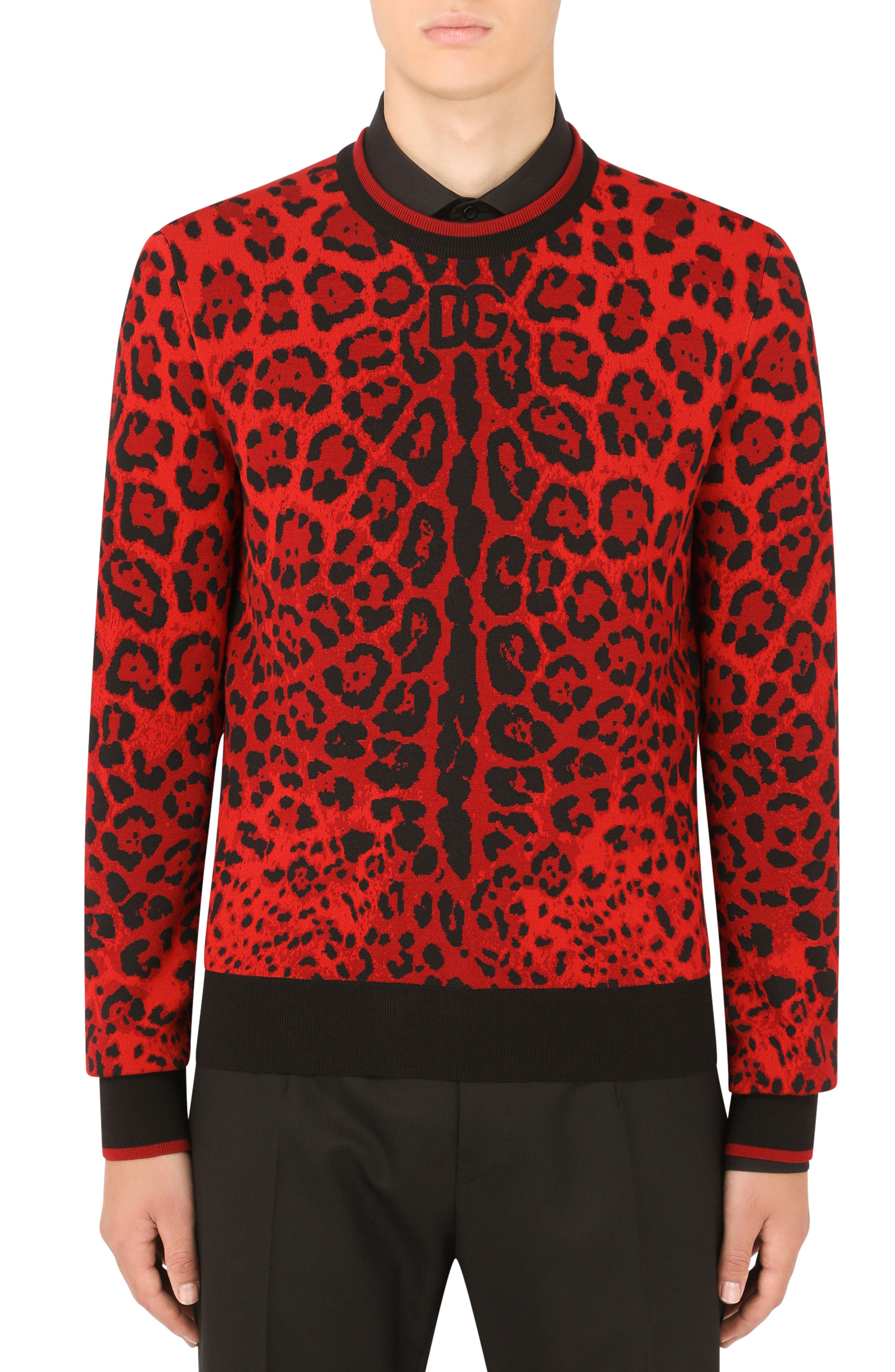 leopard crew neck sweater